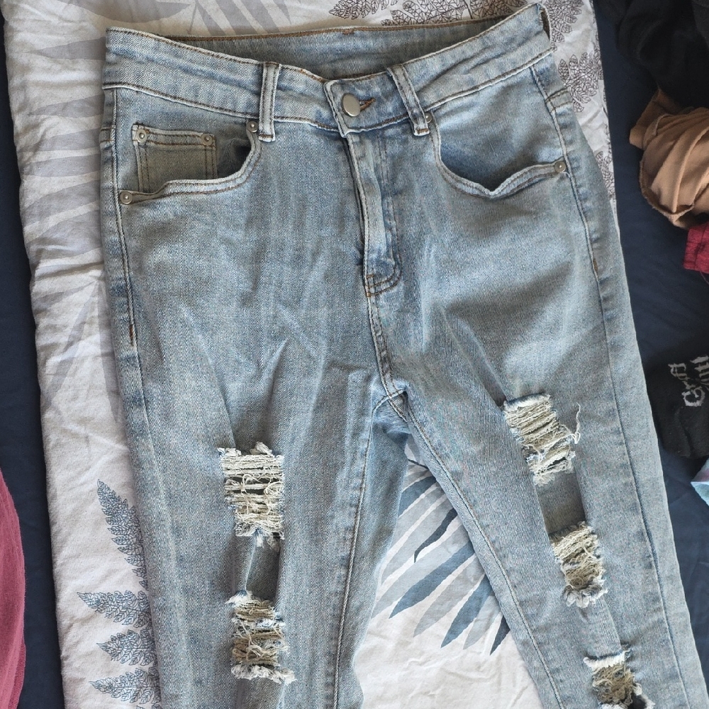 Light Blue Distressed Women Jeans
